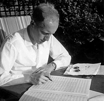 Peter composing in his Folkstone garden
